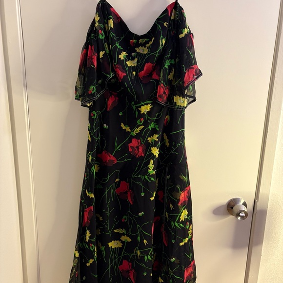 Jason Wu Grey Off-Shoulder Floral-Print 100% Silk Chiffon Dress MSRP $595 Sz 10 - Picture 14 of 16